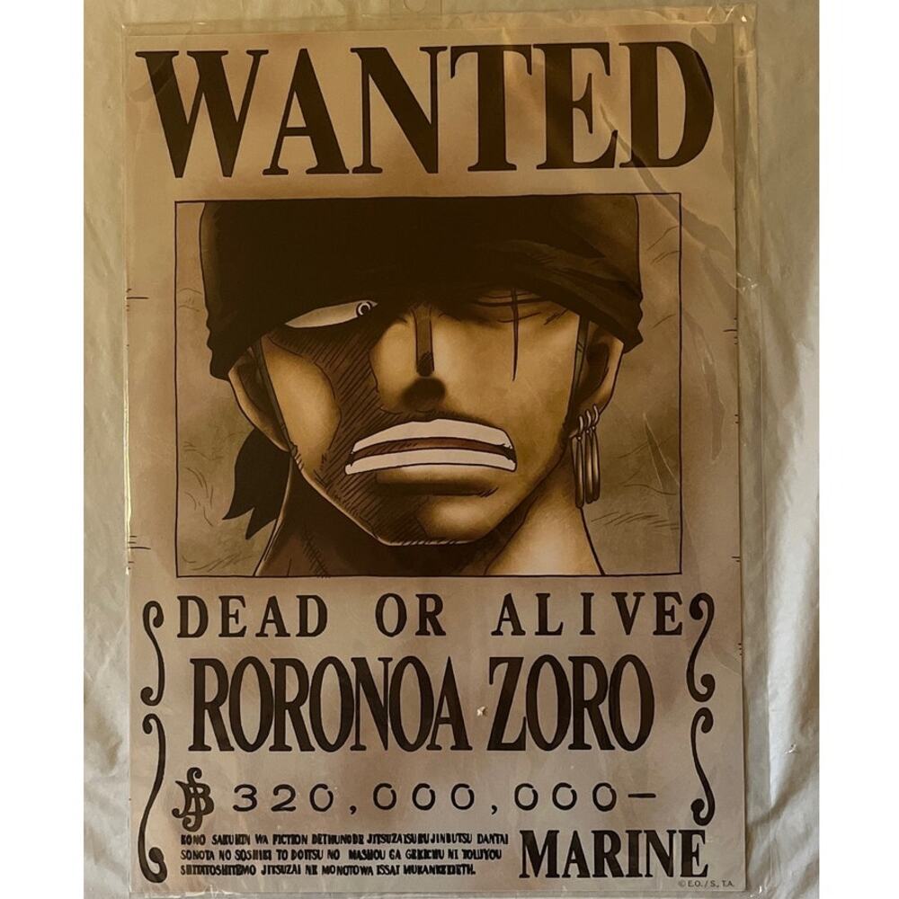 One Piece Wallcovering Poster WANTED Dead or Alive RORONA ZORO - Made in Japan